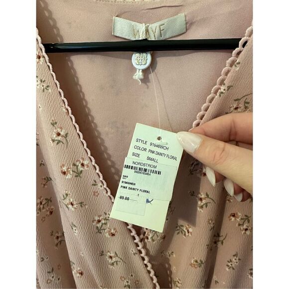 NWT Wayf Delaney Smocked Pink Dainty Floral Dress - Size Small - 91846WCH - Picture 7 of 10